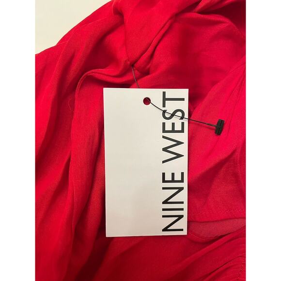 Nine West Women’s Long Sleeve Sweetheart Peplum Top Cupid Bow Red Large NWT - Picture 6 of 9